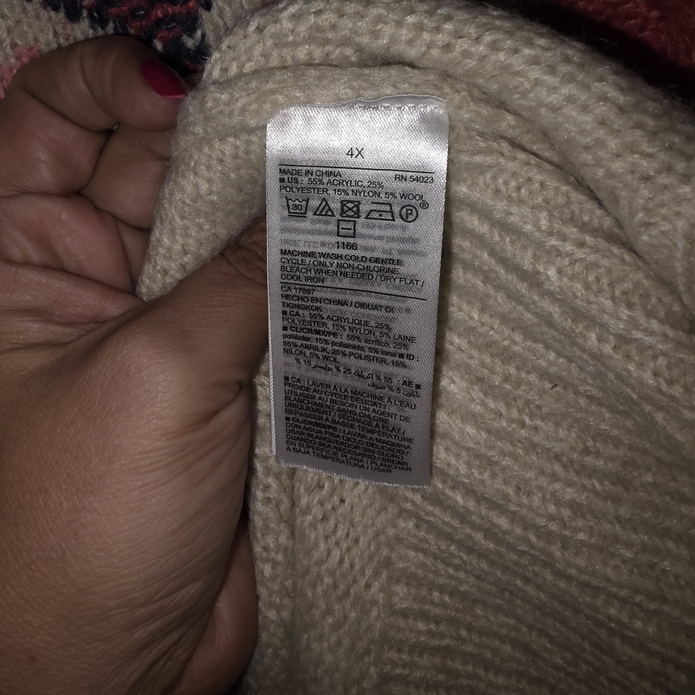 Old Navy Pink and Cream Sweater 4x - Picture 4 of 11